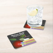 レッドアップルとチョーク |先生評価 スクエアペーパーコースター (インサイチュ)