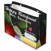 レッドアップルとチョーク |先生退職 ラージペーパーバッグ (裏面アングル)