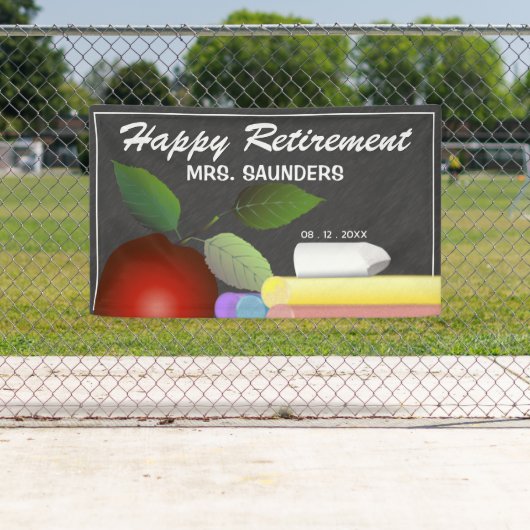 レッドアップルとチョーク |先生退職 横断幕 (インサイチュ)