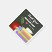 レッドアップルとチョーク |退職した先生 スタンダードカクテルナプキン (角)