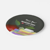 レッドアップルとチョーク |退職した先生 ペーパープレート (アングル)