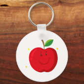 レッドアップルウィズハピー顔 キーホルダー (正面)