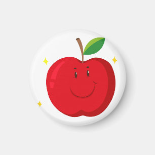 レッドアップルウィズハピー顔 マグネット