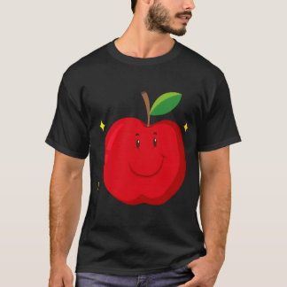 レッドアップルウィズハピー顔 Tシャツ