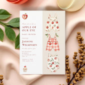 レッドアップルウォーター色ベビーシャワー招待状 招待状