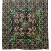 レッドアップルオンツリー自然アート シャワーカーテン (正面)