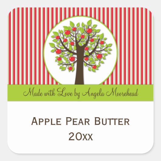 レッドアップルグリーン葉食品システッカー スクエアシール (正面)