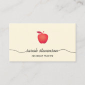 レッドアップルスクール先生シンプル黄淡い色の色 名刺 (正面)