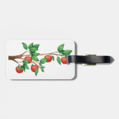 レッドアップルツリーブランチ新鮮な果物と緑の離れ ラゲッジタグ (裏面横)
