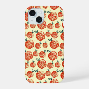 レッドアップルドードルパターン iPhone 15ケース