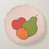 レッドアップルナシとオレンジフルーツアートホームデコール ラウンドクッション (裏面)