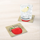 レッドアップルハーベストウッドサイン紙コースター スクエアペーパーコースター (インサイチュ)