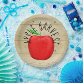 レッドアップルハーベストウッドサイン紙プレート ペーパープレート (パーティー)