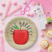 レッドアップルハーベストウッドサイン紙プレート ペーパープレート (パーティー)