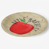 レッドアップルハーベストウッドサイン紙プレート ペーパープレート (アングル)