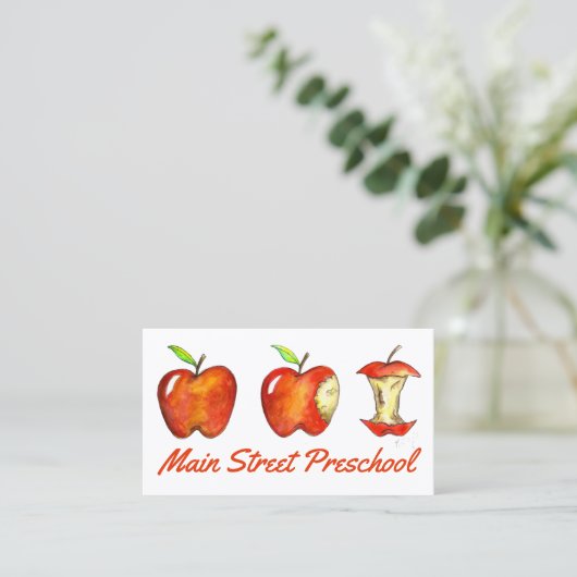 レッドアップルフルーツ先生学校教育保育園 名刺 (スタンド正面)