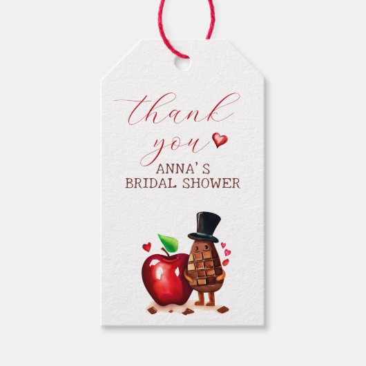 レッドアップルブライダルシャワー感謝していユーラベル ギフトタグ (正面)
