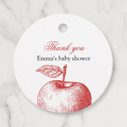 レッドアップルラウンドメッセージカード フェイバータグ (正面)