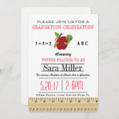 レッドアップル先生卒業招待状 招待状 (正面/裏面)