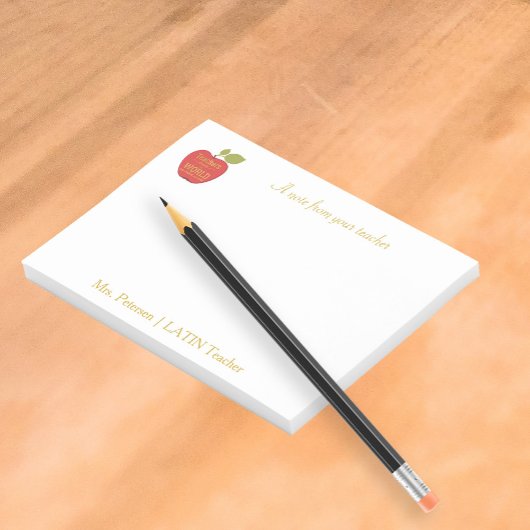 レッドアップル金ゴールドタイポグラフィ引用文先生 ポストイット