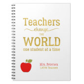 レッドアップル金ゴールド引用文スタイリッシュ大学先生 ノートブック (正面)