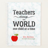 レッドアップル金ゴールド引用文スタイリッシュ大理石先生名 プランナー手帳 (正面)