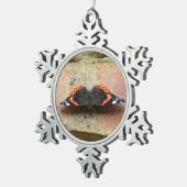 レッドアドミラルバタフライオーナメント スノーフレークピューターオーナメント (右)