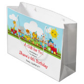 レッドアニマルサーカストレイン子供の誕生日ありがとう ラージペーパーバッグ (裏面アングル)