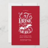 レッドアニュアルホリデーパ食べーティドリンクベメリー 招待状 (正面)