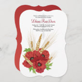 レッドアネモネスと小麦招待状 招待状 (正面/裏面)