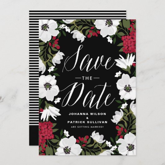 レッドアネモン開花セーブ・ザ・デート案内 招待状 (正面/裏面)