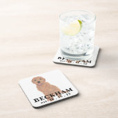 レッドアパーソナライズされたプリコットゴールデンドードル コースター (右側)