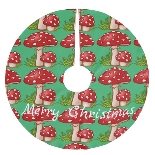 レッドアマニタマッシュルームサンダー_コーブ ブラッシュドポリエステルツリースカート (正面)