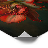 レッドアマリリスフラワーアートプリントポスター ポスター (角)