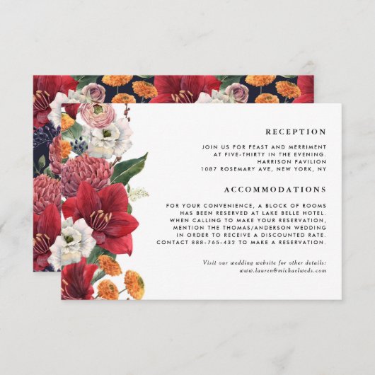 レッドアマリリスボタニカルウィンターウェディング詳細 エンクロージャーカード (正面/裏面)