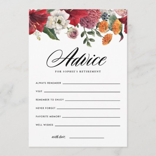 レッドアマリリス植物退職願い アドバイスカード (正面)