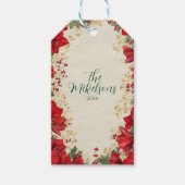 レッドアマリリス素朴ホリデークリスマス ギフトタグ (正面)