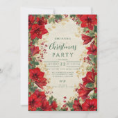 レッドアマリリス素朴ホリデークリスマス 招待状 (正面)