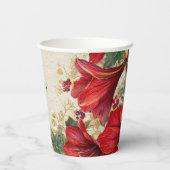 レッドアマリリス素朴ホリデークリスマス 紙コップ (裏面)