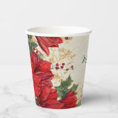 レッドアマリリス素朴ホリデークリスマス 紙コップ (正面)
