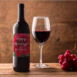 レッドアマリリス開花パーソナライズされたホリデイ ワインラベル
