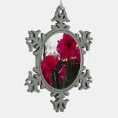 レッドアマリリス&ウィンターサンライズ スノーフレークピューターオーナメント (左)