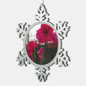 レッドアマリリス&ウィンターサンライズ スノーフレークピューターオーナメント (右)