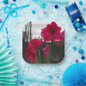 レッドアマリリス&ウィンターサンライズ ペーパープレート (パーティー)