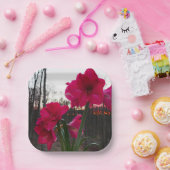 レッドアマリリス&ウィンターサンライズ ペーパープレート (パーティー)