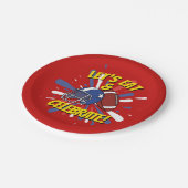 レッドアメリカンフットボール誕生日紙プレート ペーパープレート (アングル)