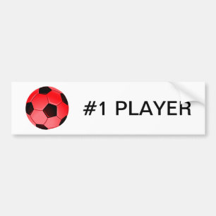 レッドアメリカン・サッカーまたは協会サッカーボール バンパーステッカー
