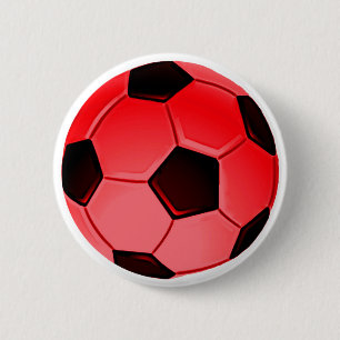 レッドアメリカン・サッカーまたは協会サッカーボール 缶バッジ