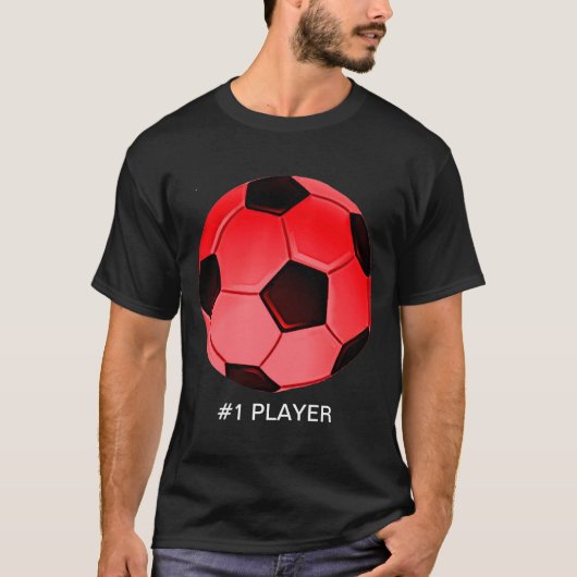レッドアメリカン・サッカーまたは協会サッカーボール Tシャツ (正面)