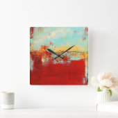 レッドアラスカの抽象芸術 スクエア壁時計 (ホーム)